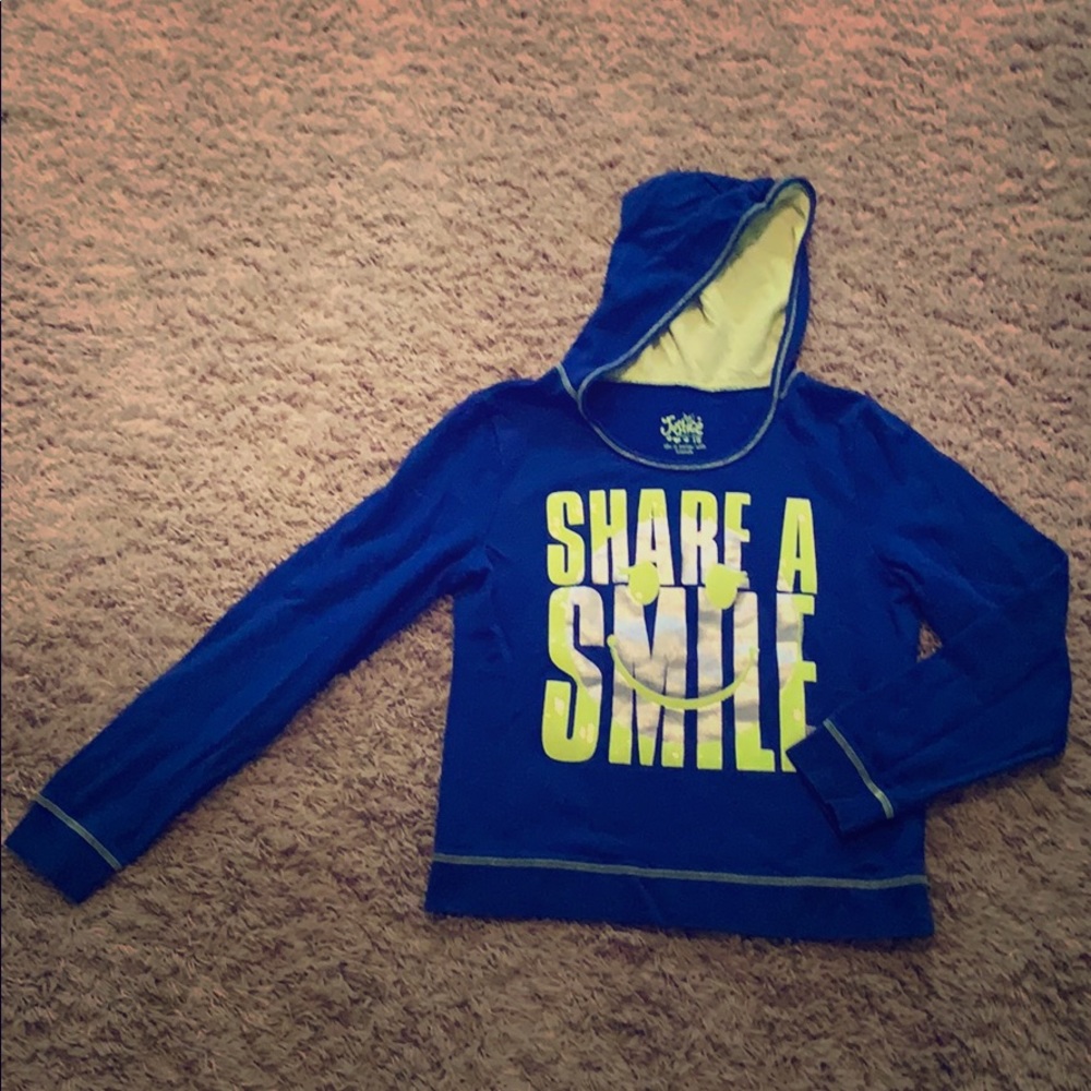 Justice blue and lime green hoodie